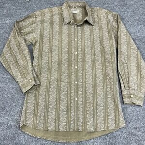 J.CREW Shirt Men XL Green Paisley Print 100% Cotton Casual Long Sleeve Button Up